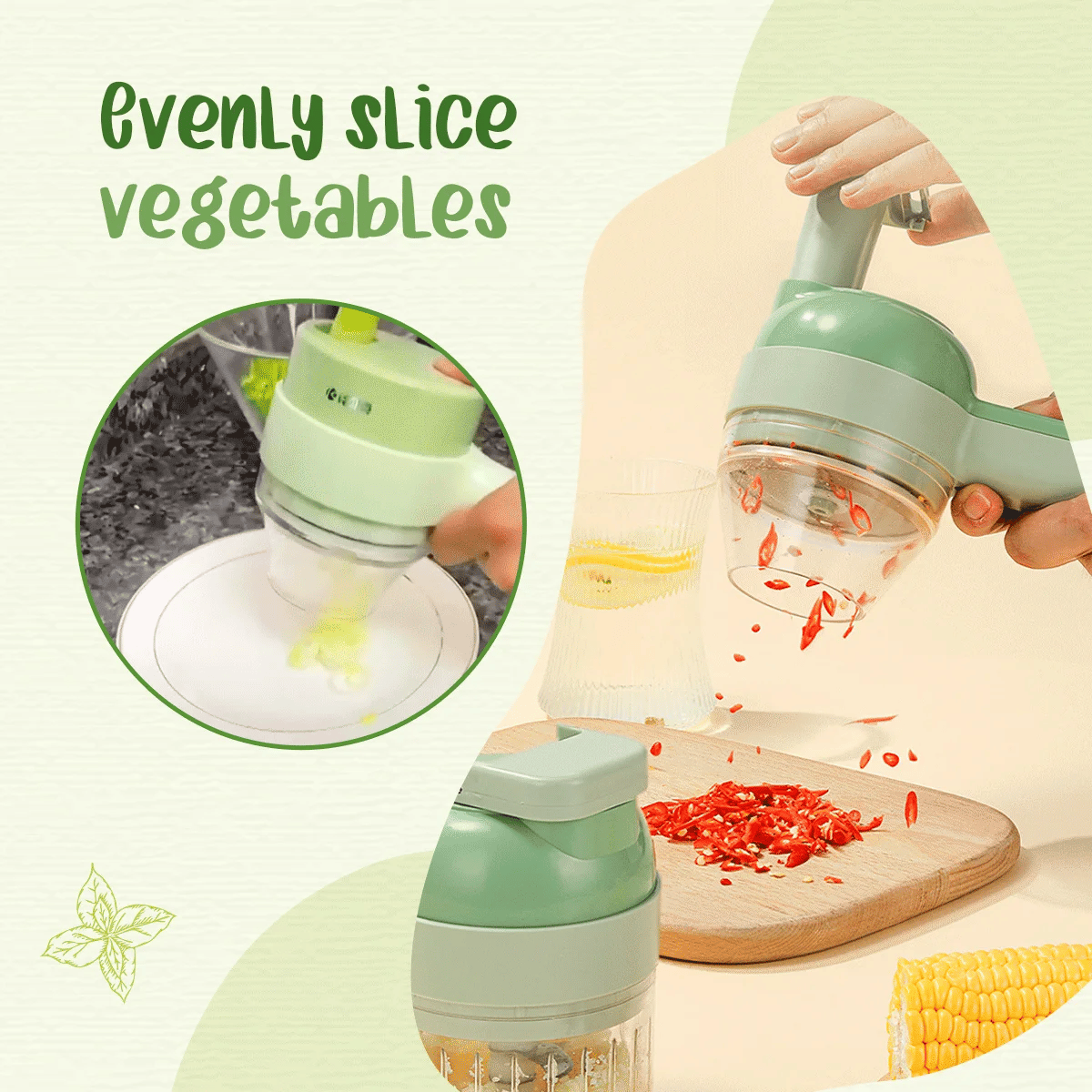 Rechargeable 4-in-1 Electric Vegetable Cutter & Chopper