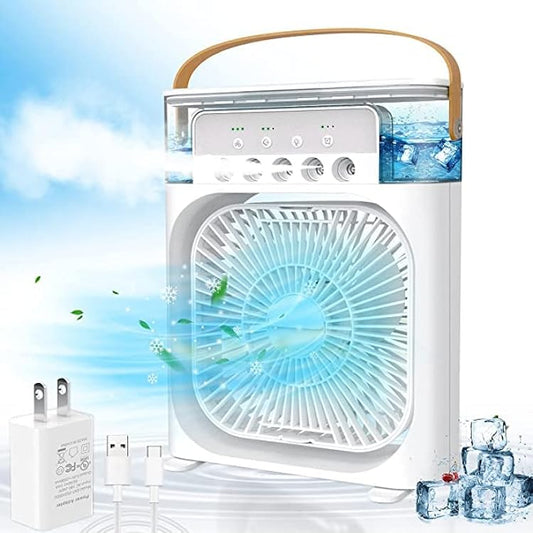 Portable Air Conditioner Fan With 3 Wind Speeds, Humidifier With LED Night Light Water Mist Fans