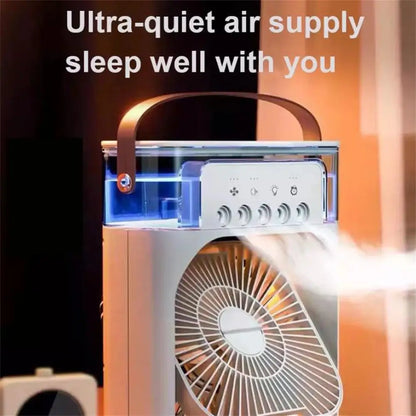 Portable Air Conditioner Fan With 3 Wind Speeds, Humidifier With LED Night Light Water Mist Fans