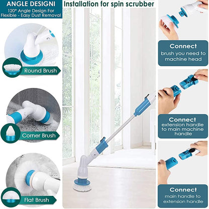 Rechargeable Spin Scrubber Long Handle Cleaning Brush