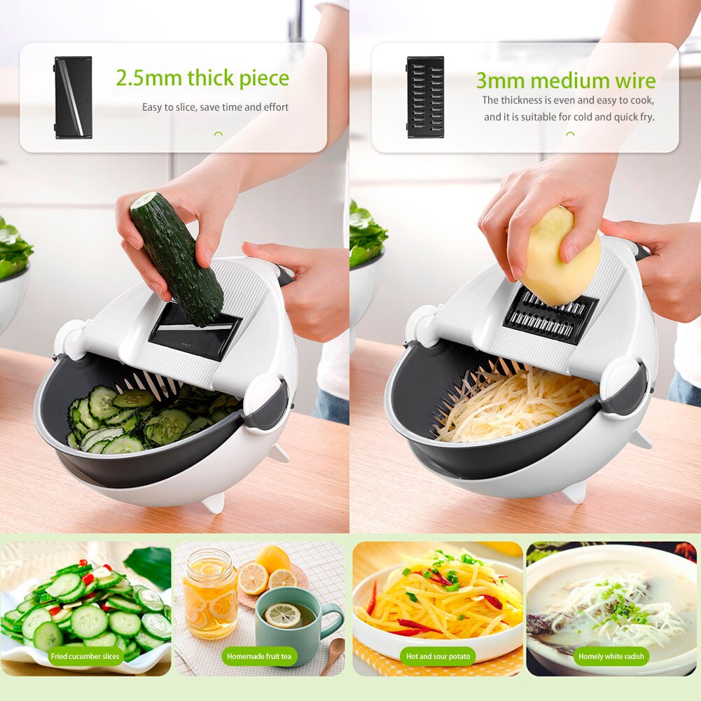 Multifunctional Vegetable Cutter With Drain Basket