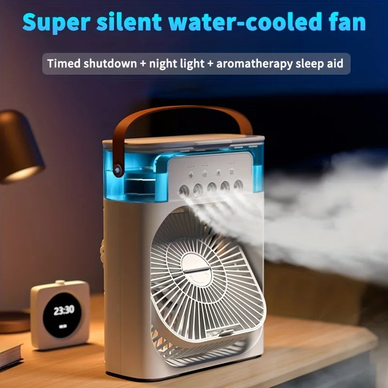 Portable Air Conditioner Fan With 3 Wind Speeds, Humidifier With LED Night Light Water Mist Fans