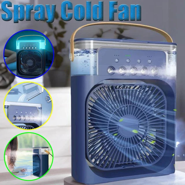 Portable Air Conditioner Fan With 3 Wind Speeds, Humidifier With LED Night Light Water Mist Fans
