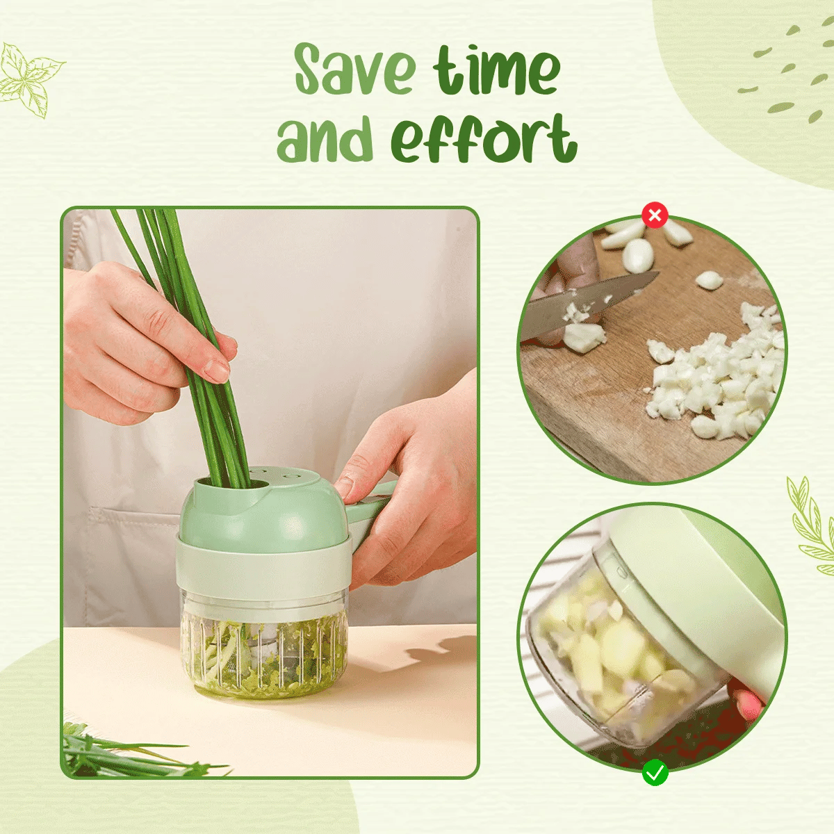 Rechargeable 4-in-1 Electric Vegetable Cutter & Chopper