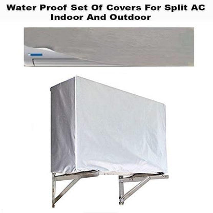 Pack of 2 Dust proof Ac Cover For Indoor & Outdoor Unit - 1.5 Ton -Parachute Silver 100% Water Proof