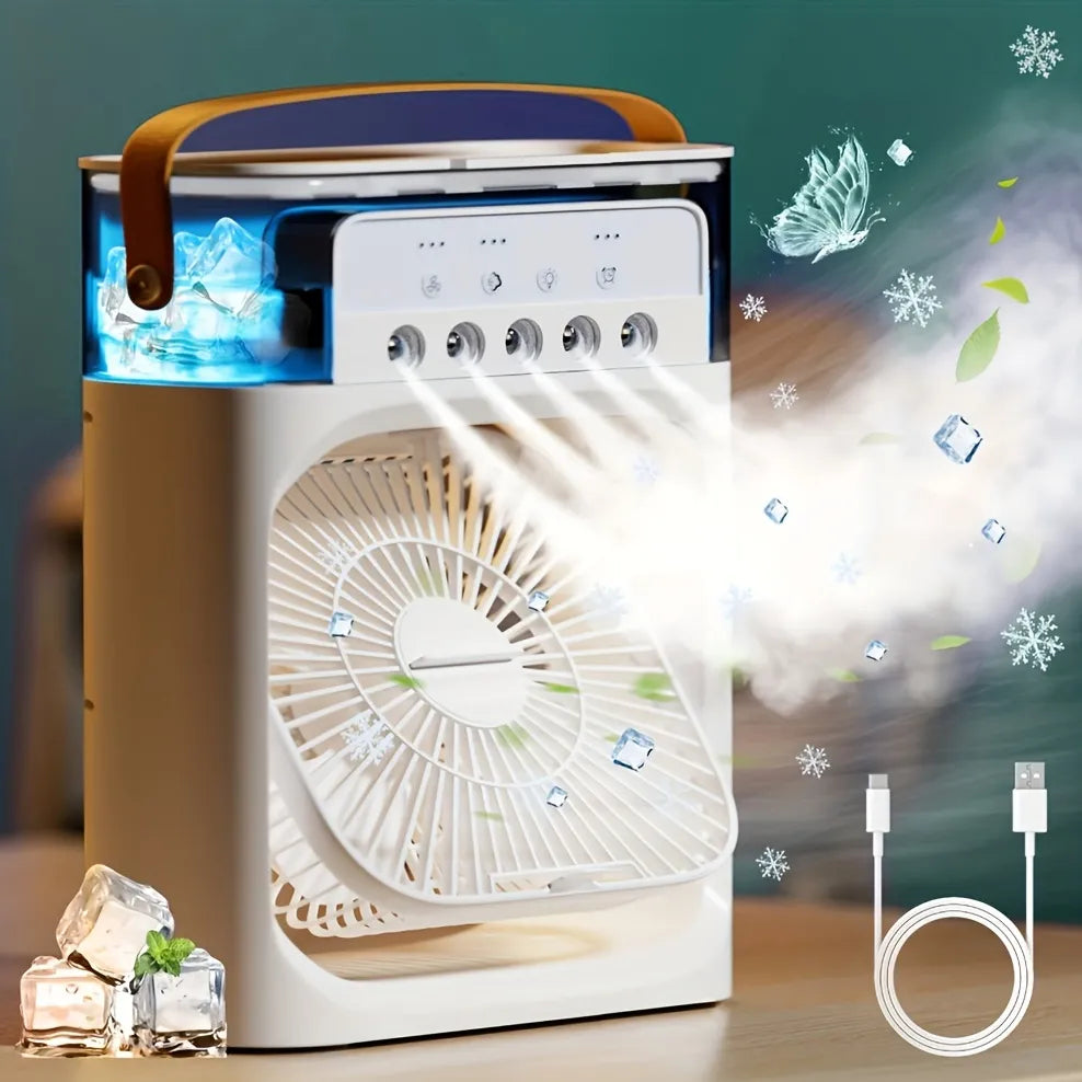 Portable Air Conditioner Fan With 3 Wind Speeds, Humidifier With LED Night Light Water Mist Fans