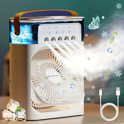 Portable Air Conditioner Fan With 3 Wind Speeds, Humidifier With LED Night Light Water Mist Fans