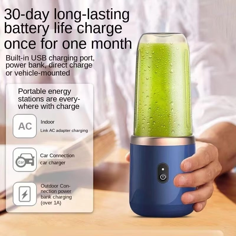 Portable USB Juicer Blender – 400ml Rechargeable 6-Blade Wireless Smoothie Maker Cup