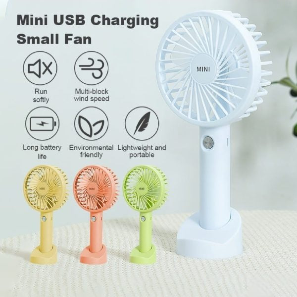 Portable Usb Rechargeable Handheld 3 Speed Strong Wind Electric Small Mini Cooling Fan (random Color)