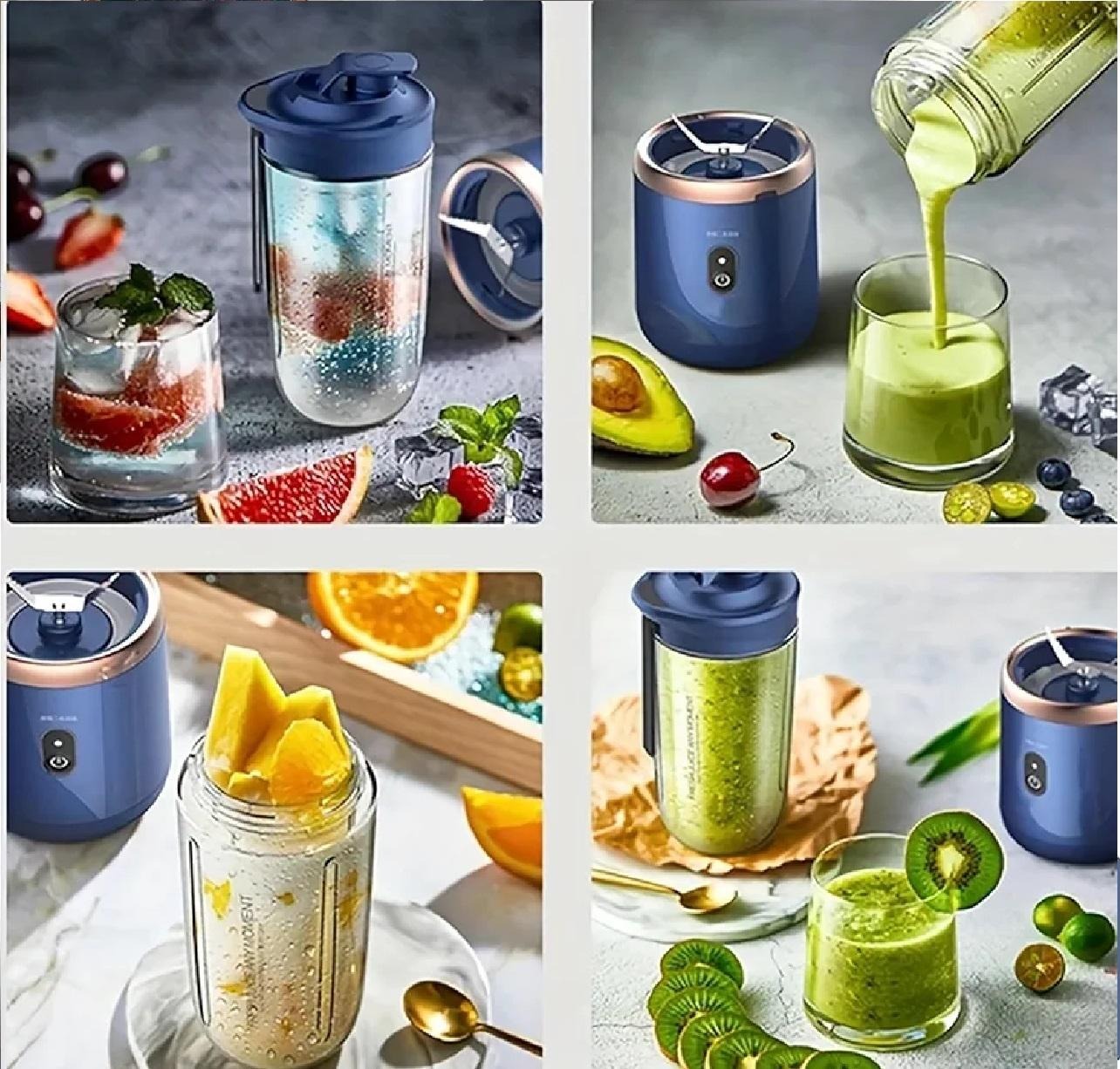 Portable USB Juicer Blender – 400ml Rechargeable 6-Blade Wireless Smoothie Maker Cup