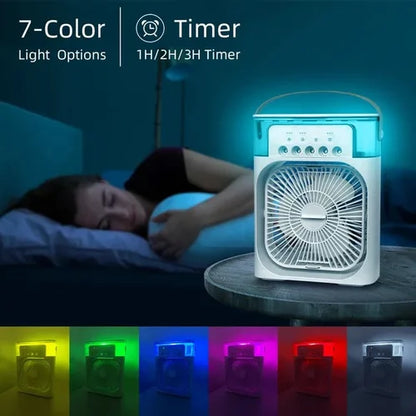 Portable Air Conditioner Fan With 3 Wind Speeds, Humidifier With LED Night Light Water Mist Fans
